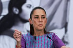 Mexican President Claudia Sheinbaum speaks at a press conference amid the Sinaloa cartel corruption case