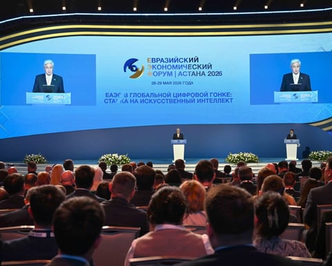 Leaders at the plenary session of the fifth Eurasian Economic Forum in Astana, Kazakhstan, May 2026