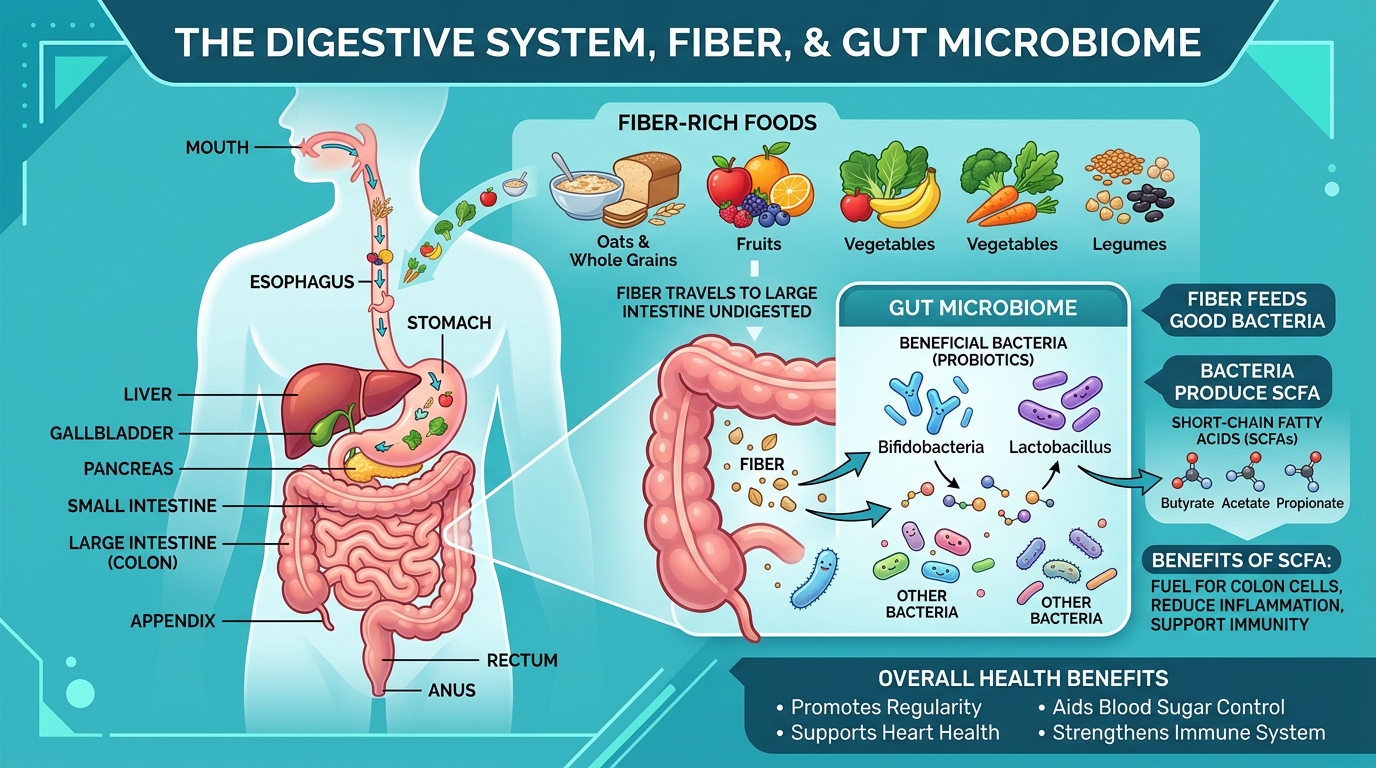 Fiber-rich foods supporting digestion and gut health in older adults