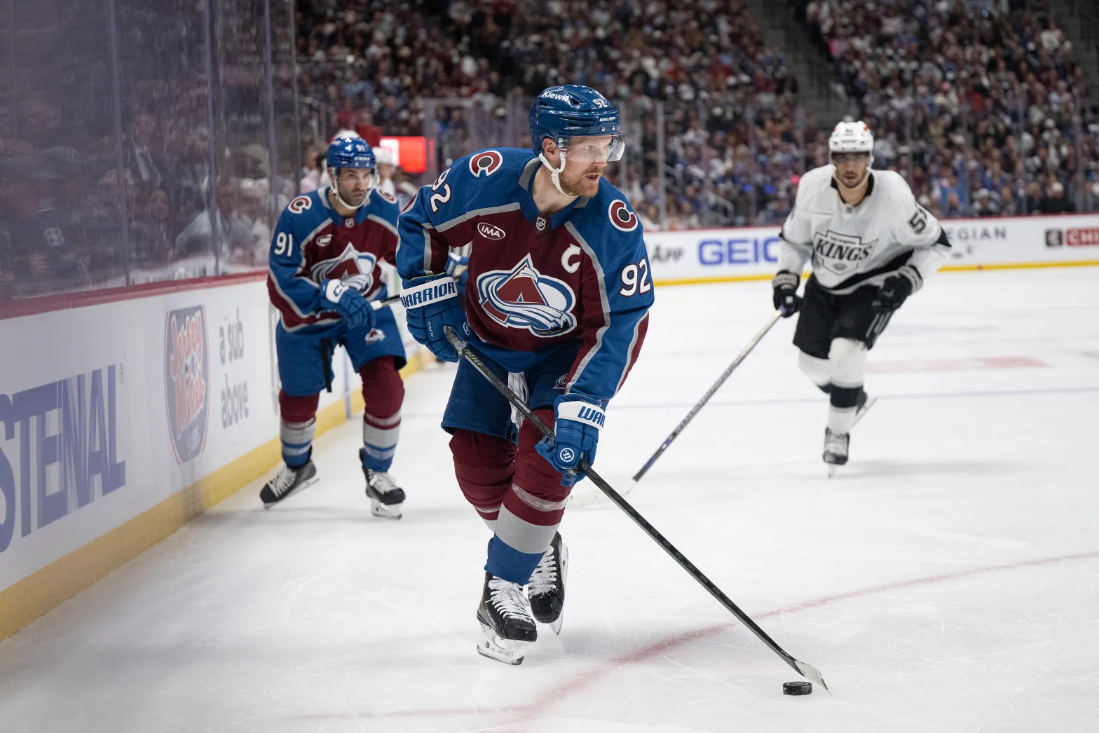 Gabriel Landeskog reacts after scoring for the Colorado Avalanche in Game 4