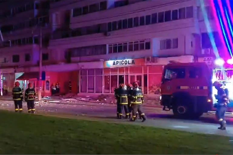 First responders at the Galati residential building struck by drone, Romania May 2026