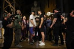 Oleksandr Usyk and Rico Verhoeven during faceoff before heavyweight fight in Egypt