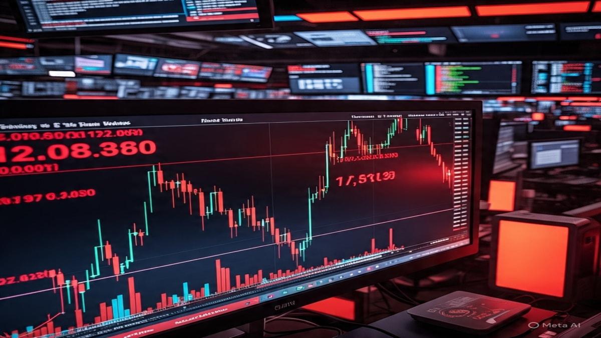 Traders monitor falling markets amid rising global banking risks and HSBC credit losses