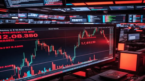 Traders monitor falling markets amid rising global banking risks and HSBC credit losses