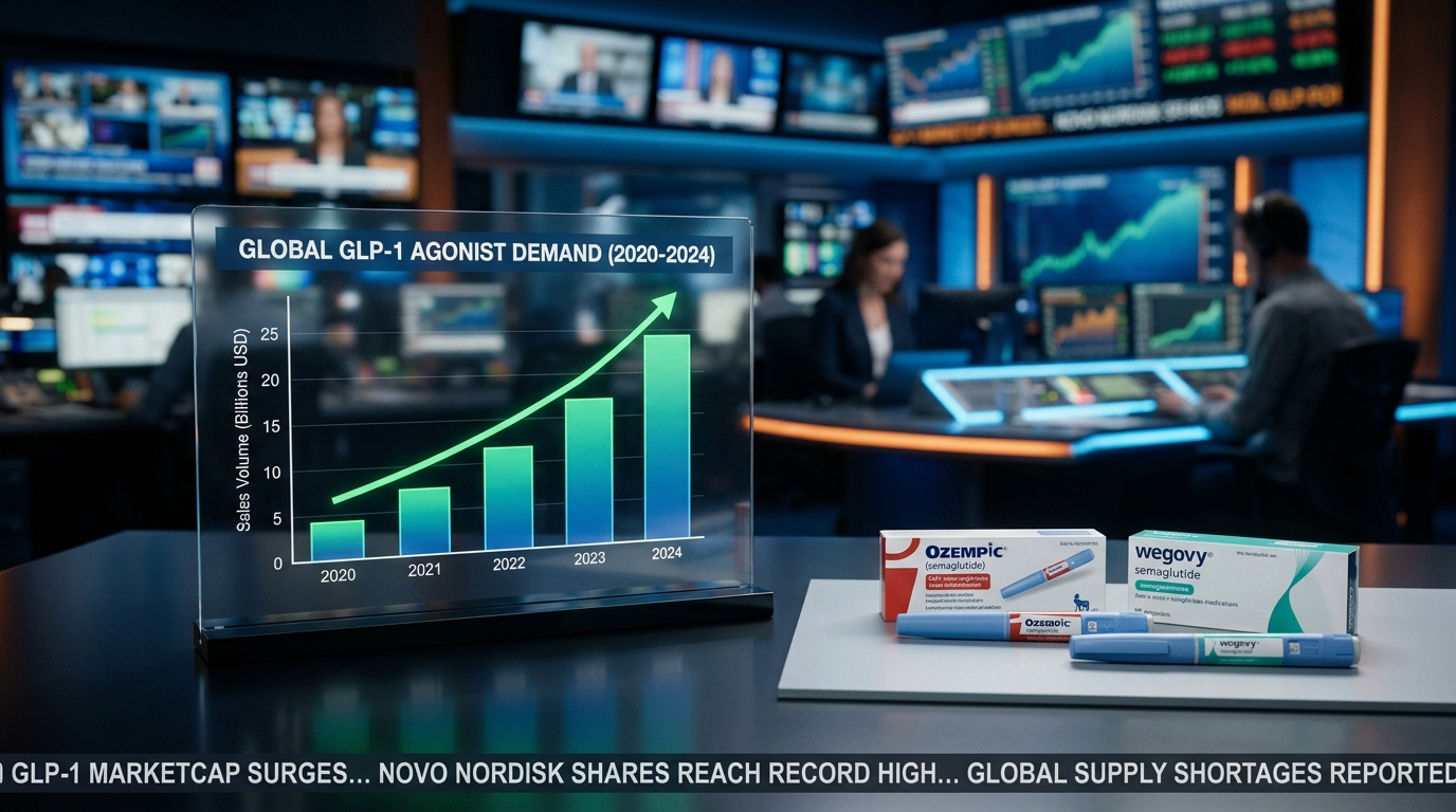Exploding Demand for GLP-1 Weight-Loss Drugs Rising demand graph for GLP-1 weight-loss drugs like Ozempic and Wegovy