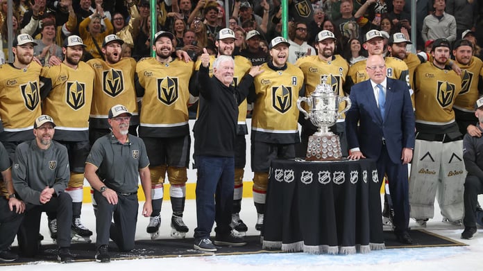 Vegas Golden Knights captain Mark Stone celebrates during Game 4 against the Colorado Avalanche in the 2026 NHL Western Conference Final