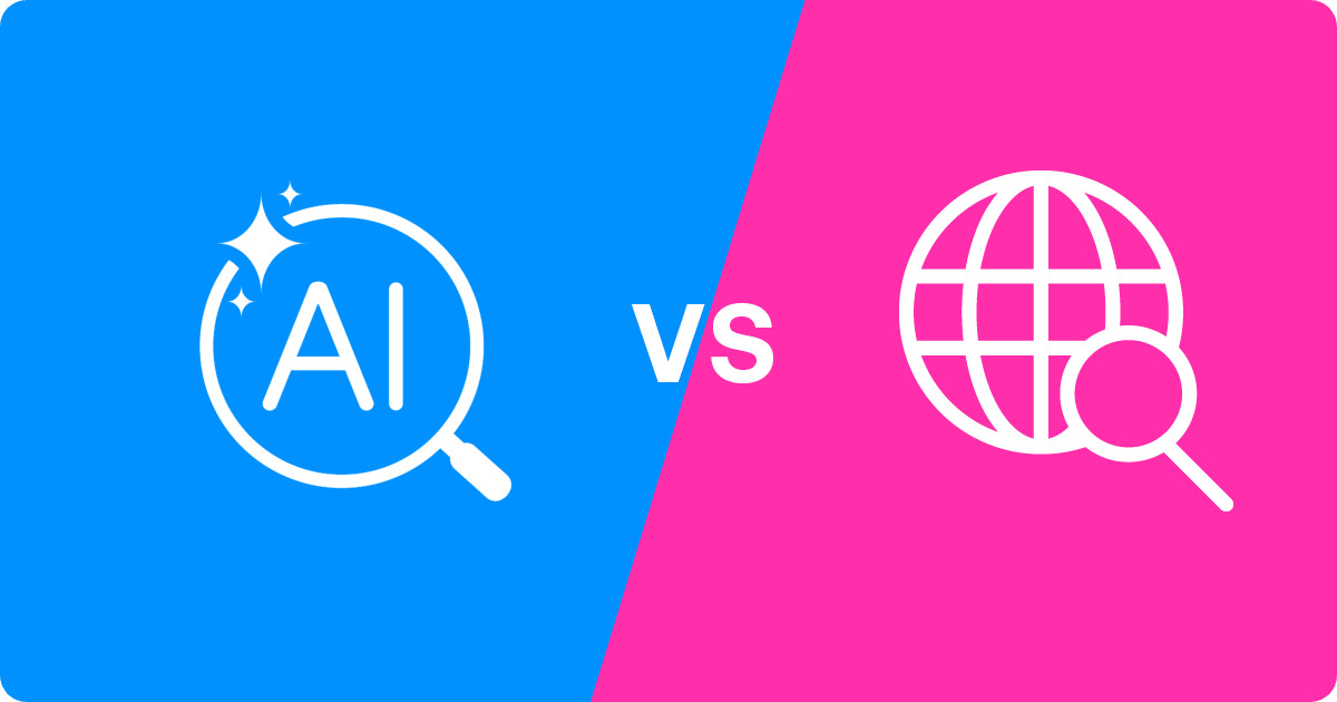 Comparison between traditional Google Search and AI-generated answers