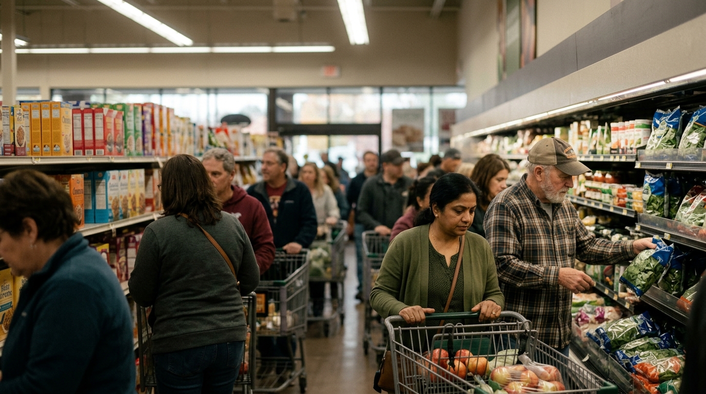 Crowded indoor public space illustrating airborne transmission risk during measles outbreak