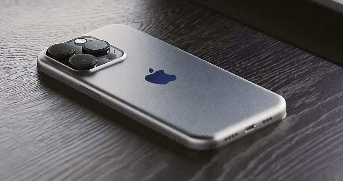 Close-up view of titanium smartphone frame showing premium metal texture and durability
