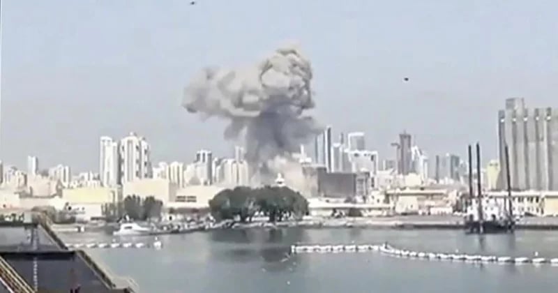 Smoke rising near US air base in the Middle East after IRGC missile strike during Operation True Promise 4