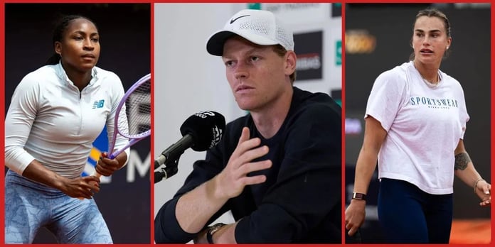 Jannik Sinner Coco Gauff and Aryna Sabalenka react during French Open prize money dispute