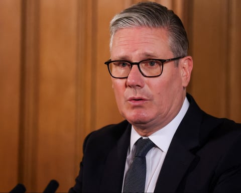 Keir Starmer speaks during a major Labour leadership crisis speech in London