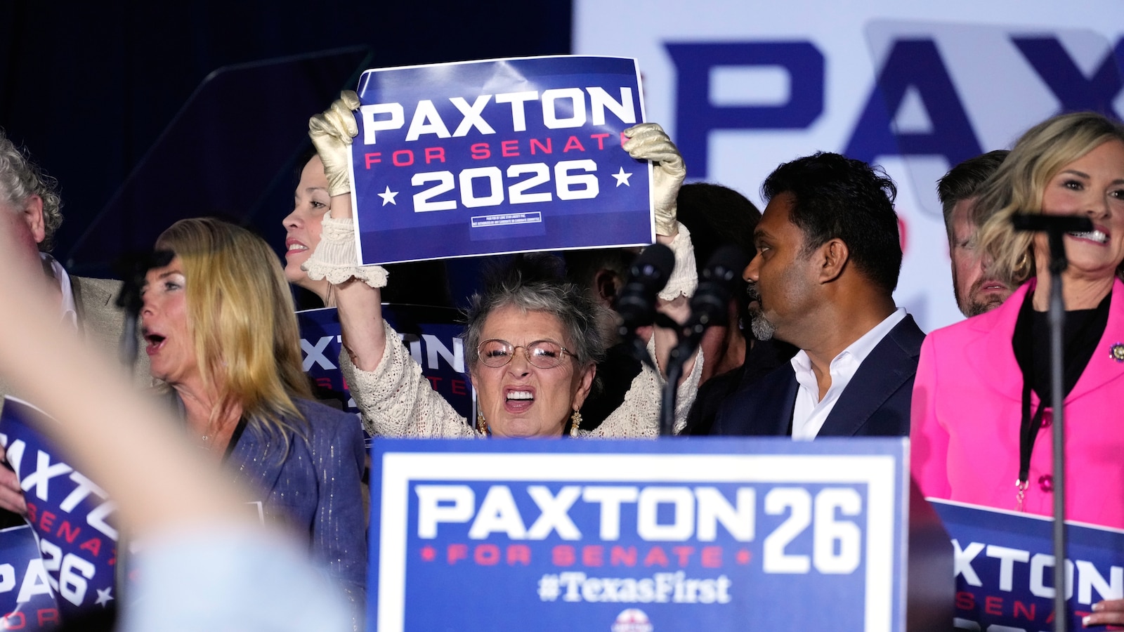 Ken Paxton speaks to supporters after winning the Republican Senate primary runoff in Plano, Texas, on May 26, 2026