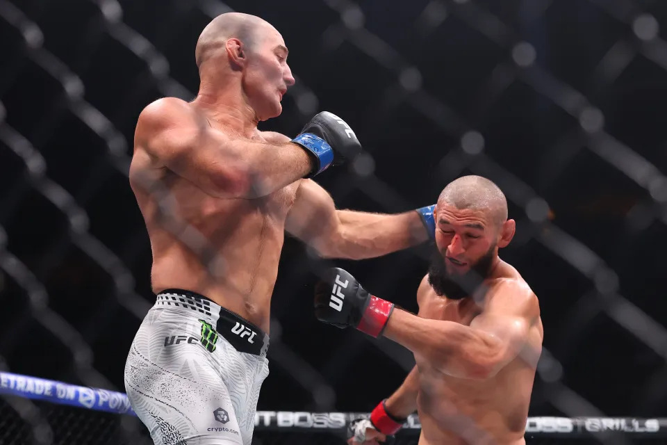 Khamzat Chimaev reacts after controversial loss to Sean Strickland at UFC 328