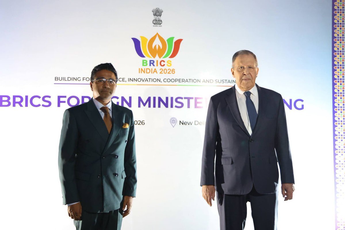 Russian Foreign Minister Sergey Lavrov attends the BRICS Foreign Ministers’ Meeting in New Delhi in 2026
