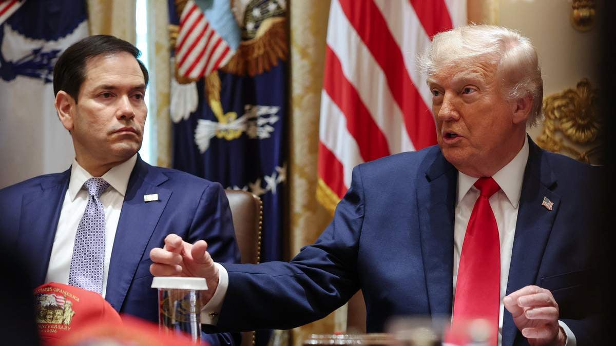 Secretary of State Marco Rubio speaks during emergency Cabinet meeting at the White House discussing Cuba