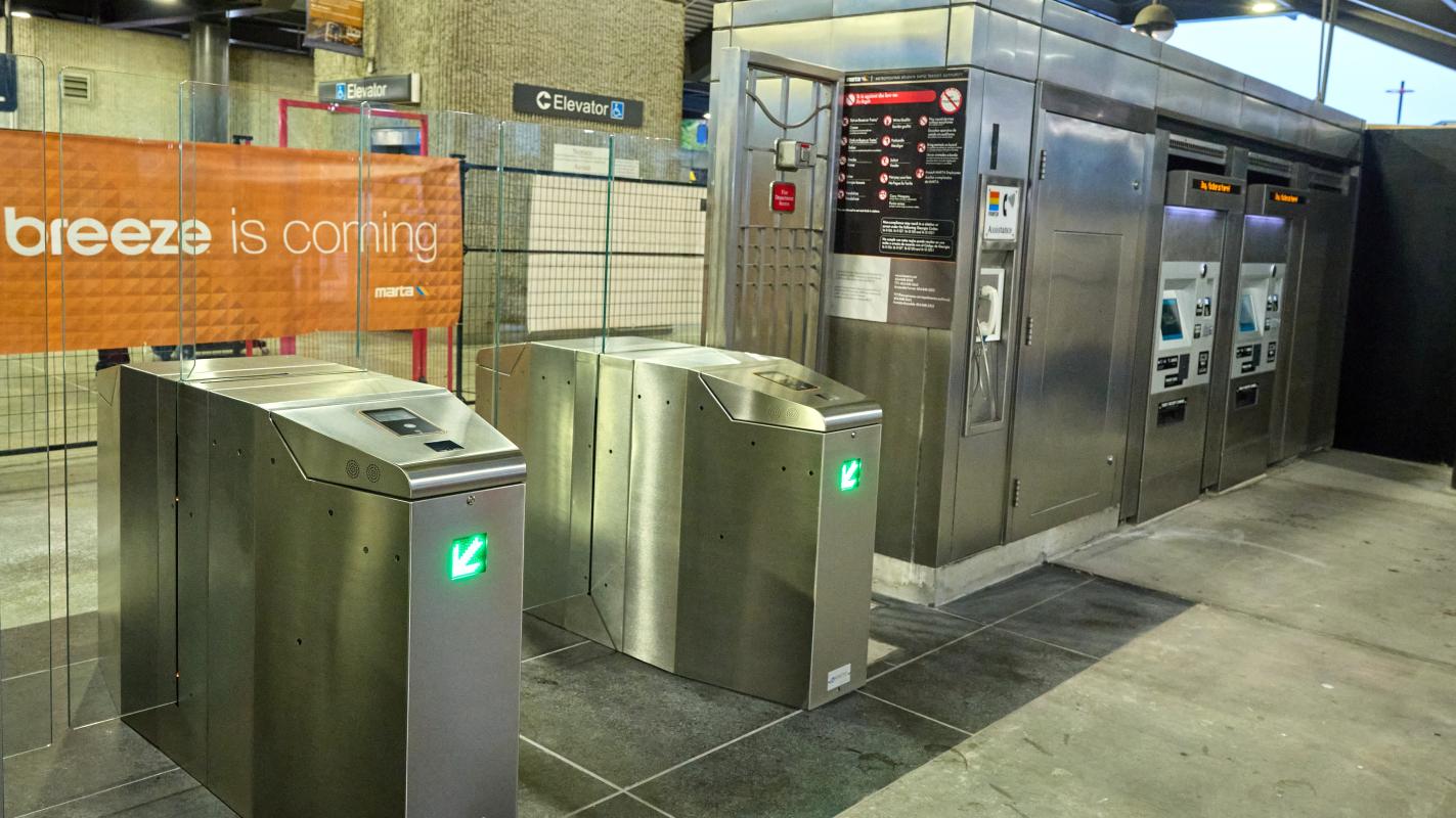 MARTA Better Breeze Fare Gate Upgrade New MARTA Better Breeze fare gates installed at an Atlanta transit station