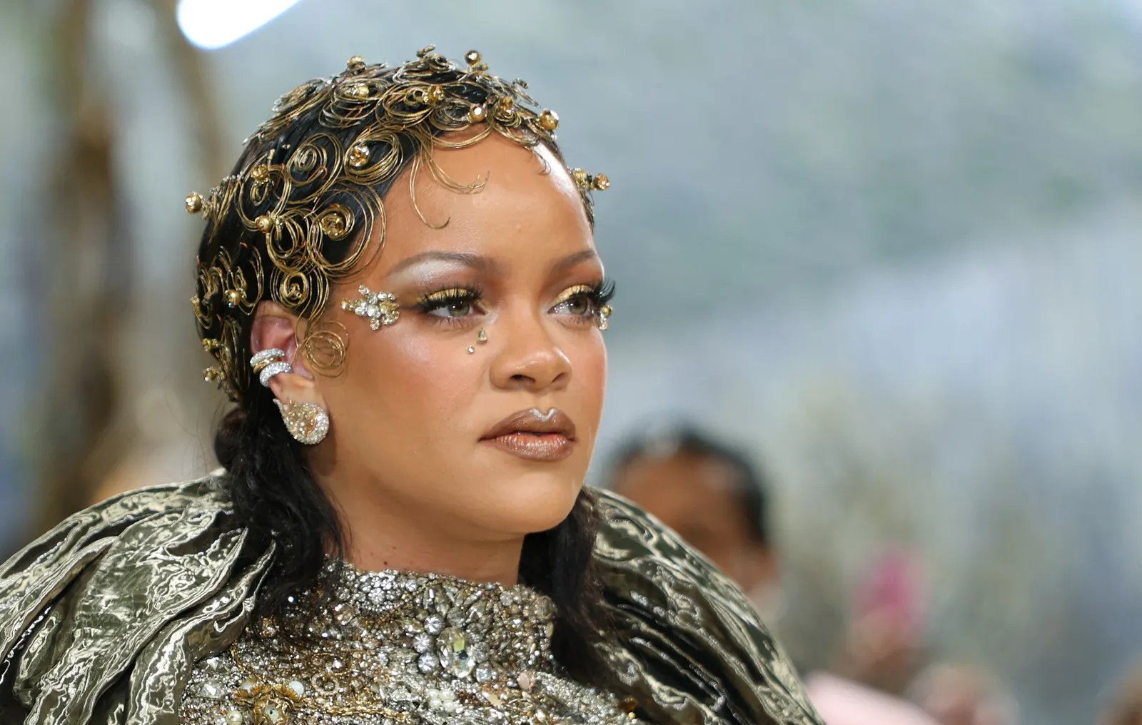 Close-up of sculptural couture at the 2026 Met Gala, the architectural luxury aesthetic mirrored by The Row's quieter ready-to-wear