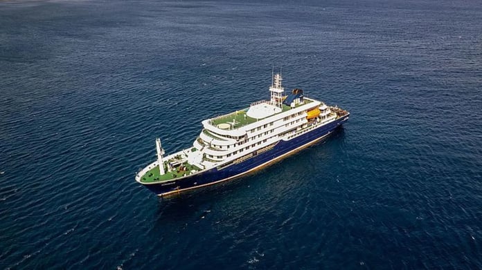 MV Hondius cruise ship during hantavirus outbreak emergency evacuation in the Atlantic Ocean under storm conditions