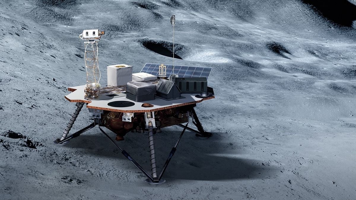 NASA CLPS lunar lander on Moon surface during commercial mission