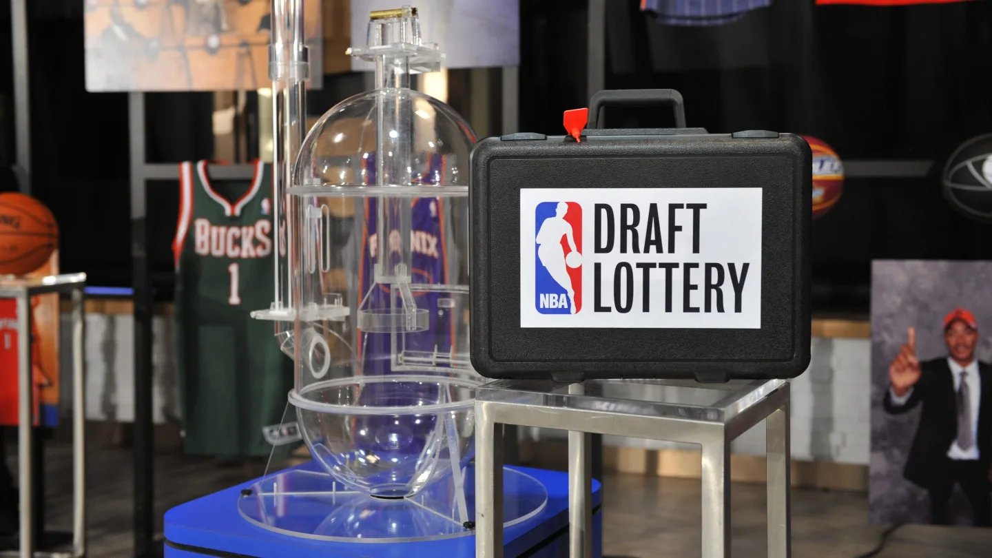 Official NBA Draft Lottery ping-pong balls before the 2026 selection draw