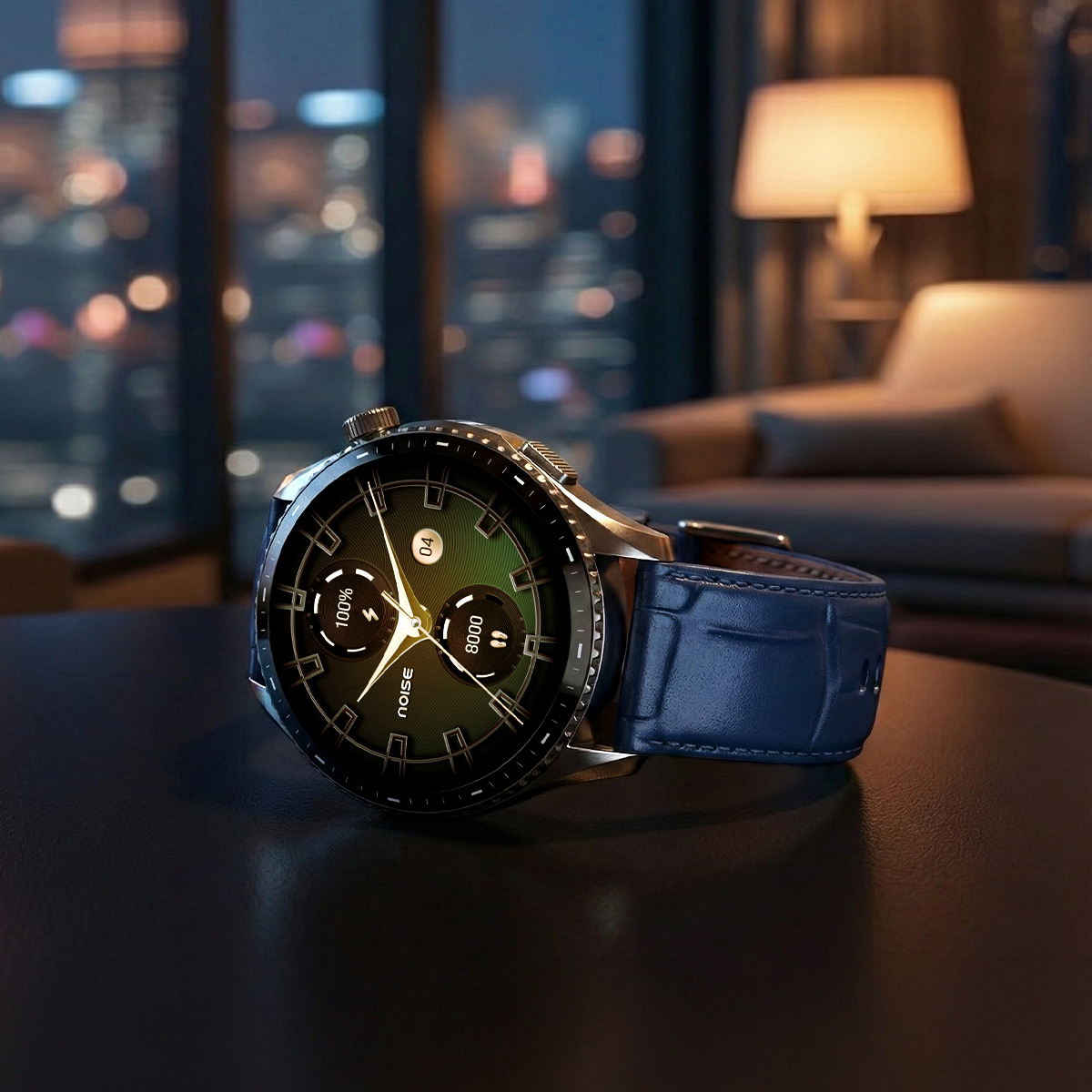 Close-up of NoiseFit Halo 3 AMOLED display showing smartwatch interface with high brightness and clarity