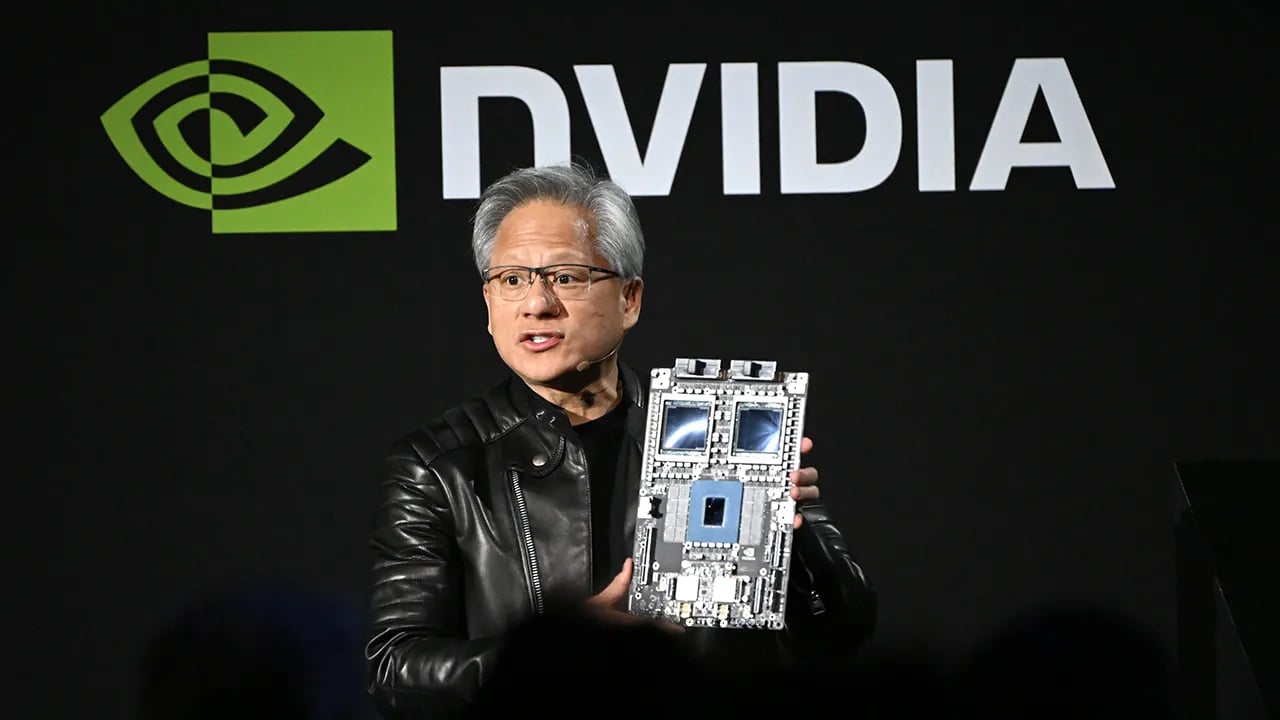 Nvidia CEO Jensen Huang during AI earnings announcement as global AI infrastructure demand surges