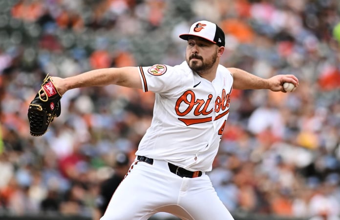 Chris Bassitt pitching in relief during Orioles 2-1 win over Athletics in MLB 2026 game