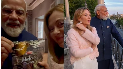 PM Narendra Modi gifts Melody toffee to Italian PM Giorgia Meloni in Rome May 2026