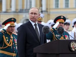 Russian President Vladimir Putin speaks about accelerating weapons production and defense manufacturing in Moscow
