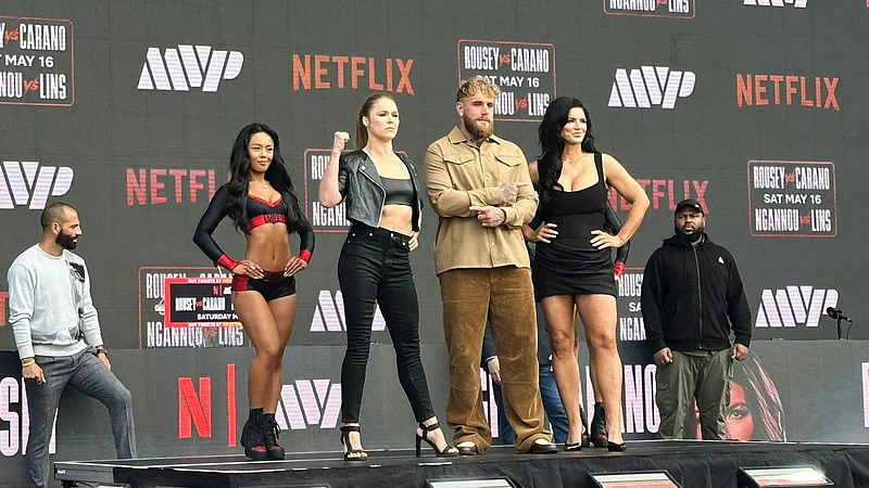 Ronda Rousey reacts during MMA controversy ahead of Netflix fight against Gina Carano amid Khamzat Chimaev feud