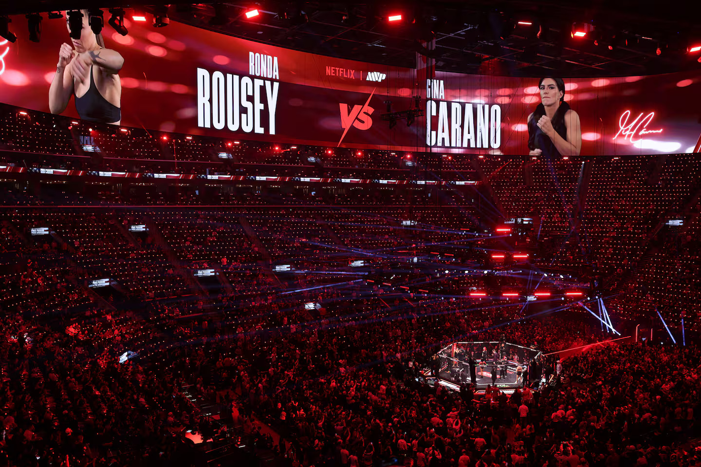 Ronda Rousey enters the arena before her Netflix MMA fight