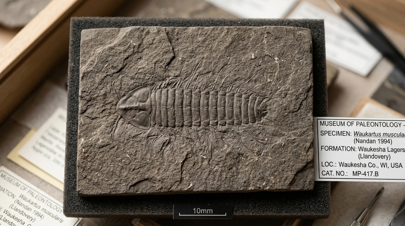 Silurian period marine ecosystem with early arthropods on seabed