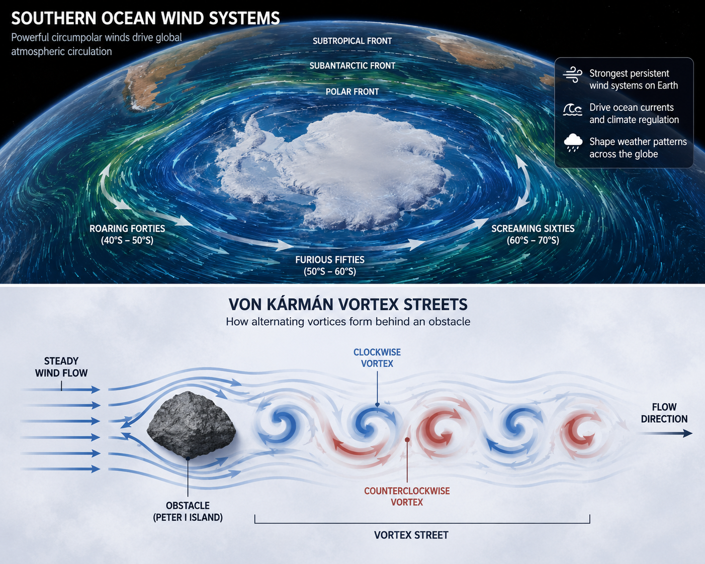 Global wind map highlighting strong Antarctic circumpolar currents