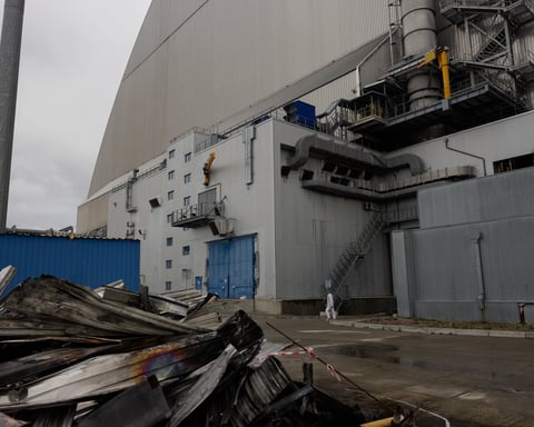 Damaged civilian infrastructure in Energodar after Ukrainian drone attack near Zaporizhzhia nuclear plant