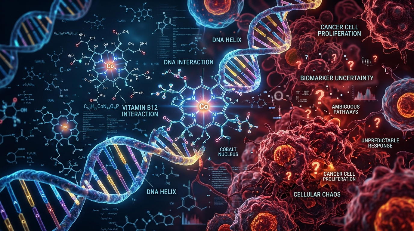 Research into vitamin B12 levels and cancer biomarkers Scientific visualization of vitamin B12 and cancer biomarker research