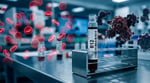 Blood test analysis showing vitamin B12 levels in a clinical laboratory environment