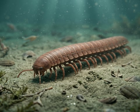 Fossil of Waukartus muscularis preserved in Silurian rock formation