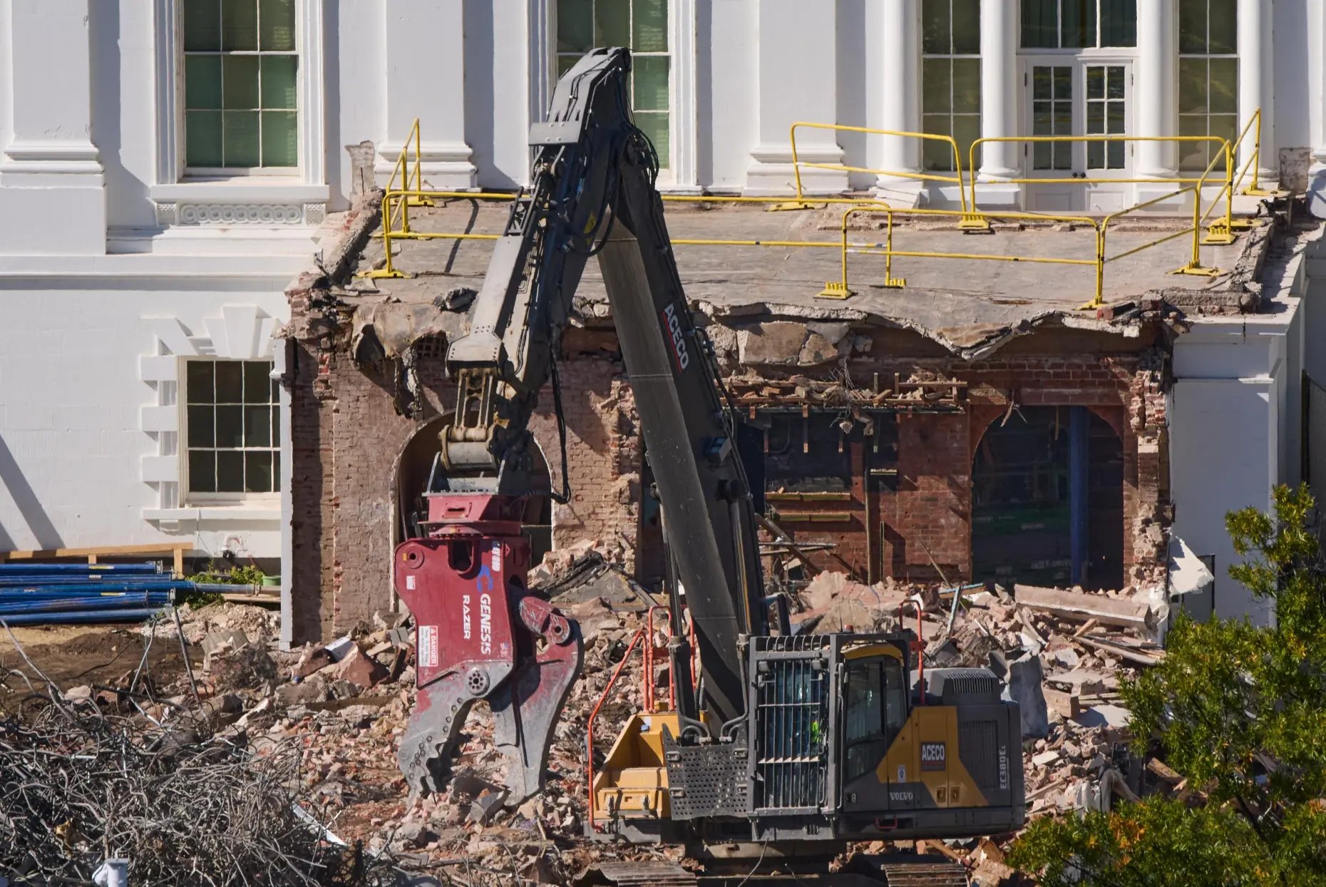 Largely demolished East Wing of the White House on October 23, 2025, before construction of Trump's new ballroom