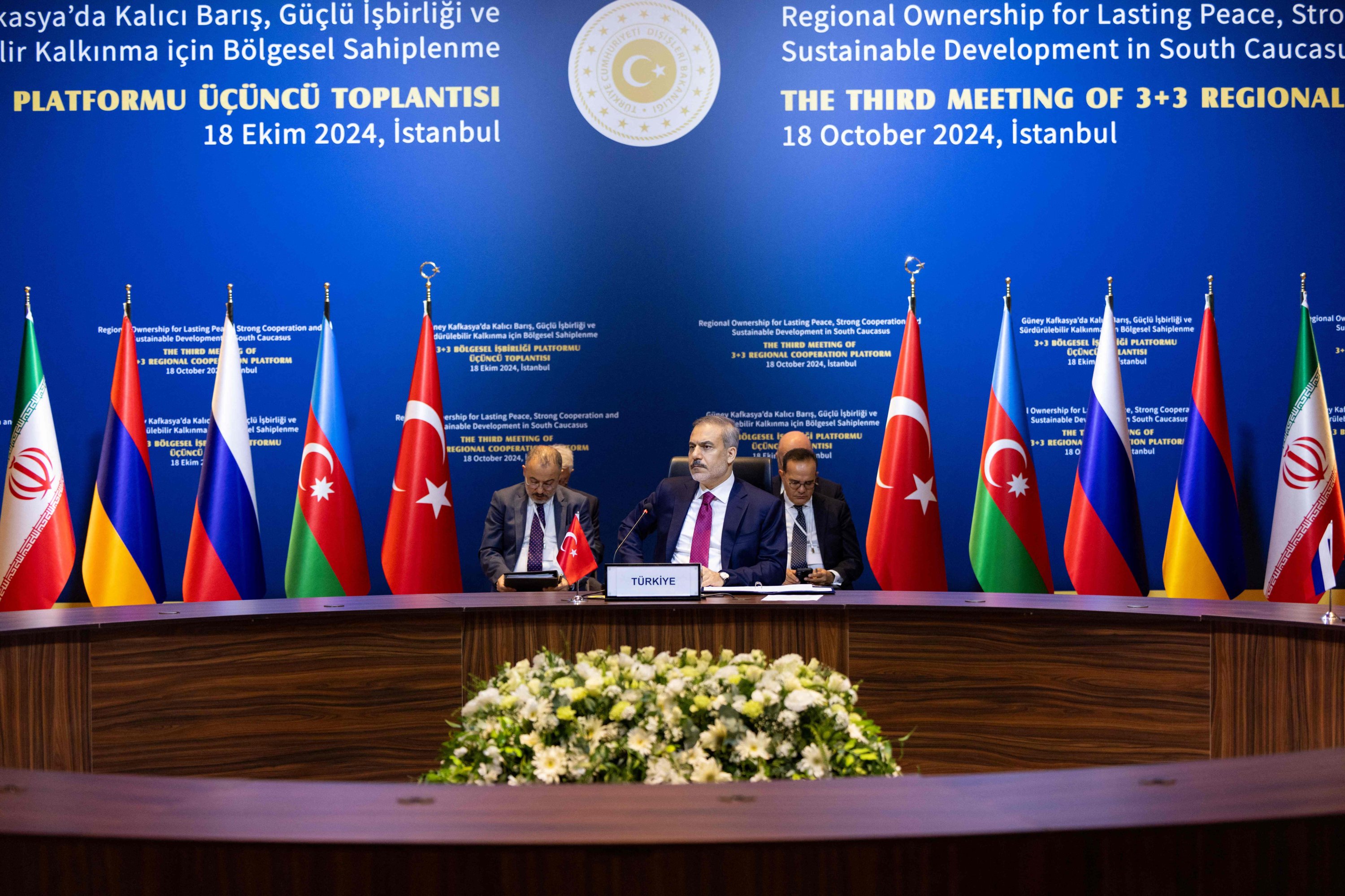 Foreign ministers of Russia, Turkey, Iran, Azerbaijan and Armenia at the 3+3 South Caucasus Regional Cooperation Platform meeting in Istanbul