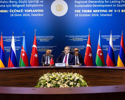 Foreign ministers of Russia, Turkey, Iran, Azerbaijan and Armenia at the 3+3 South Caucasus Regional Cooperation Platform meeting in Istanbul