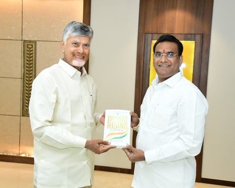 CM N. Chandrababu Naidu Receives Dr. Dileep Kilaru’s Bharat Rising: In the Modi Era