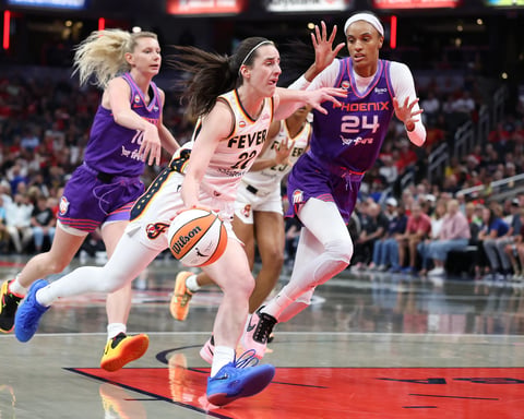 Caitlin Clark Indiana Fever WNBA 2026 after Alyssa Thomas throat foul Phoenix Mercury