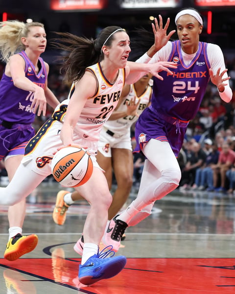 Caitlin Clark Indiana Fever WNBA 2026 after Alyssa Thomas throat foul Phoenix Mercury