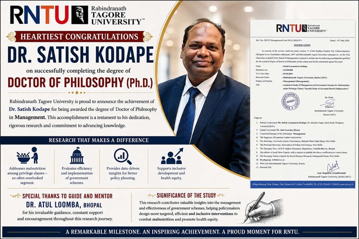Dr. Satish Kodape Awarded Ph.D. for Research on Government Malnutrition Schemes Among Underprivileged Communities in Yavatmal District