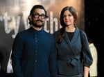 Aamir Khan with Gauri Spratt, whom he will marry on July 5, at an industry event in Mumbai in January