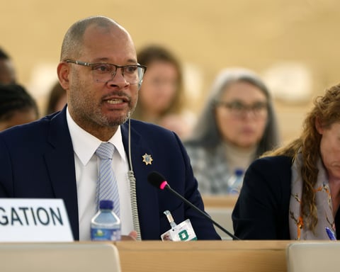 Nevada Attorney General Aaron Ford, who won the Democratic nomination for governor, speaking at the United Nations
