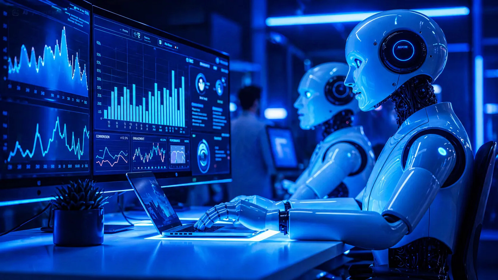 Futuristic AI data center visualizing token usage and rising cloud computing costs