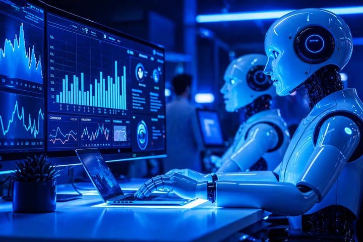 Futuristic AI data center visualizing token usage and rising cloud computing costs