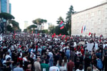Protesters in Tirana, Albania rally against the Kushner-linked Sazan Island resort project